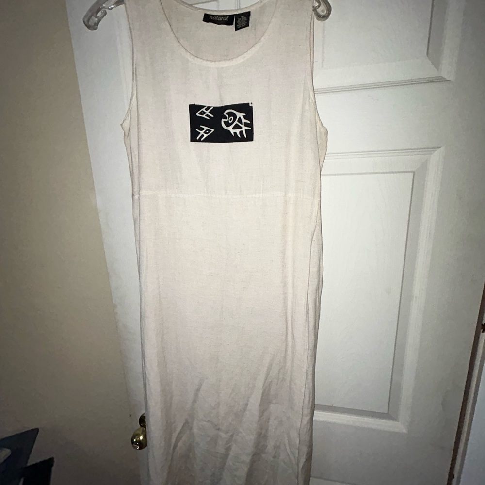 Beige sleeveless summer maxi dress
